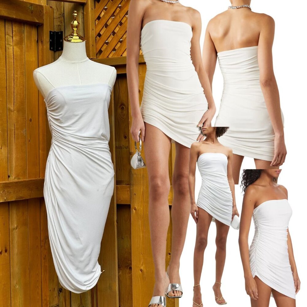 🆕 NORMA KAMALI 🧿 NWOT Diana Strapless Stretch-Jersey Mini Dress, Sz L / 40
